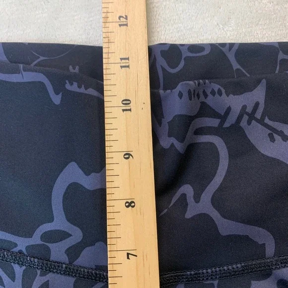 Adidas Womens Leggings Optime‎ Flower Print 7/8 Black Blue Athletic High Waist M - Picture 8 of 10